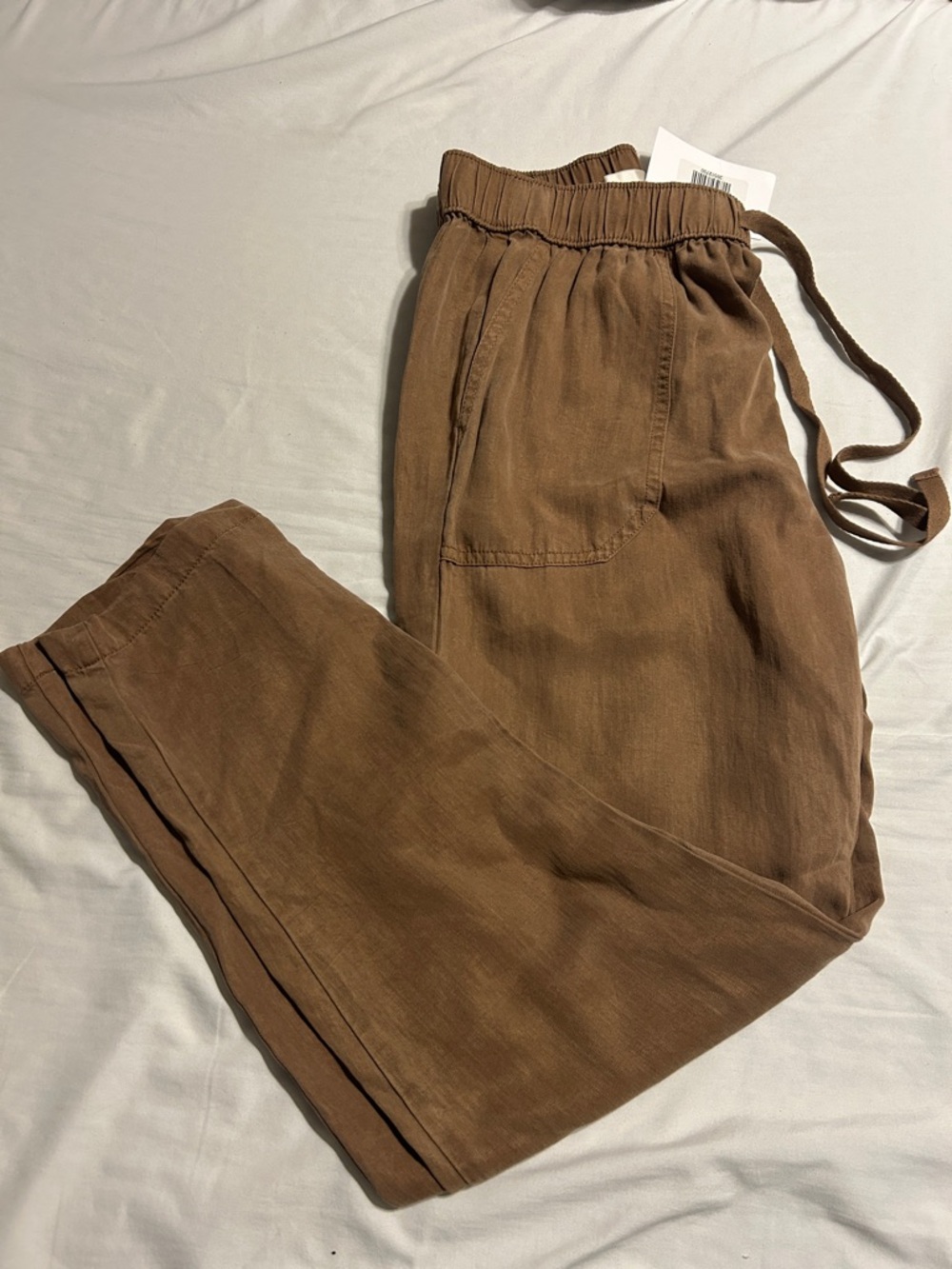 Women’s Brown Elastic-Waist Casual Pants